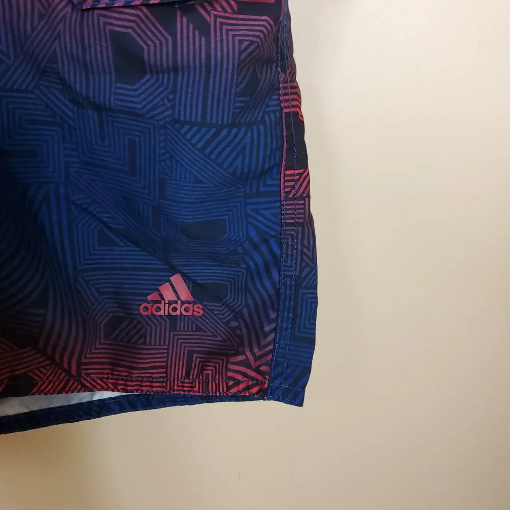 Adidas Swim Trunks Red Blue Adidas Spell Out Geometric Drawstring Cargo Men S - Picture 8 of 10